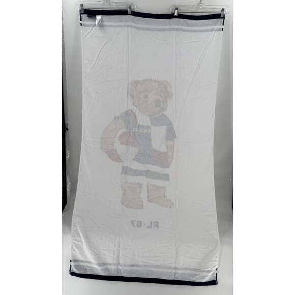 Ralph Lauren Polo Teddy Boy Bear With Beach Ball RL -87 Beach Towel 62" x 35" - Picture 5 of 14